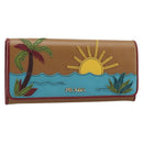 PRADA Lange Portemonnee Saffiano leer Bruin Goud Auth LNZ082M-1