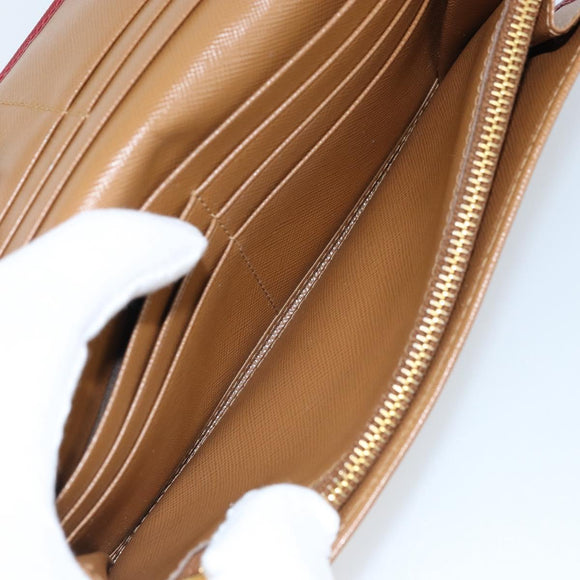 PRADA Lange Portemonnee Saffiano leer Bruin Goud Auth LNZ082M