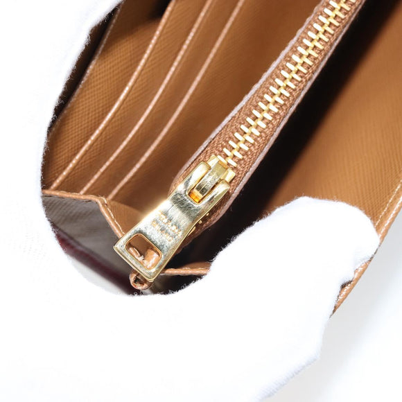 PRADA Lange Portemonnee Saffiano leer Bruin Goud Auth LNZ082M