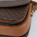 CELINE Macadam Canvas Shoulder Bag PVC Leather Brown Gold Auth LNZ086-9