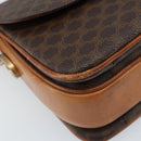 CELINE Macadam Canvas Shoulder Bag PVC Leather Brown Gold Auth LNZ086-14