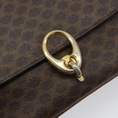CELINE Macadam Canvas Shoulder Bag PVC Leather Brown Gold Auth LNZ086-18
