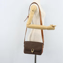 CELINE Macadam Canvas Shoulder Bag PVC Leather Brown Gold Auth LNZ086-26