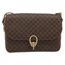 CELINE Macadam Canvas Shoulder Bag PVC Leather Brown Gold Auth LNZ086-13