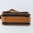 CELINE Macadam Canvas Shoulder Bag PVC Leather Brown Gold Auth LNZ086-5