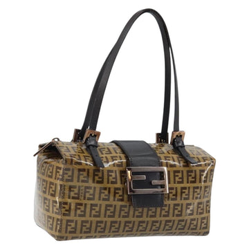 FENDI Zucchino Canvas Mamma Hand Bag Coated Canvas Brown Auth LNZ088A