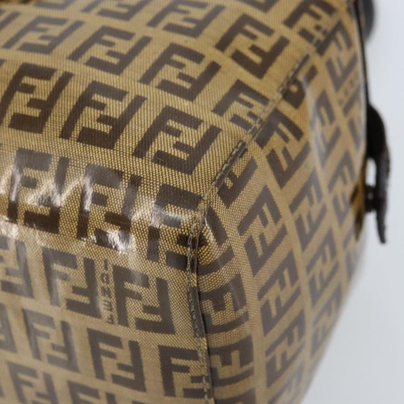 FENDI Zucchino Canvas Mamma Hand Bag Coated Canvas Brown Auth LNZ088A