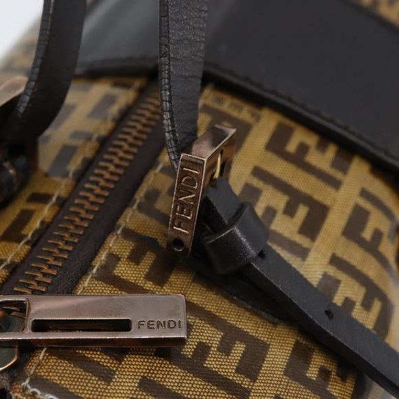 FENDI Zucchino Canvas Mamma Hand Bag Coated Canvas Brown Auth LNZ088A