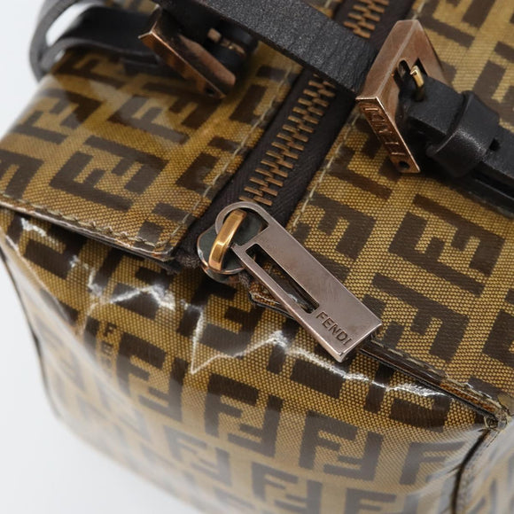 FENDI Zucchino Canvas Mamma Hand Bag Coated Canvas Brown Auth LNZ088A