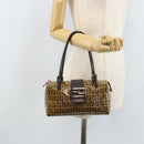 FENDI Zucchino Canvas Mamma Hand Bag Coated Canvas Brown Auth LNZ088A-25