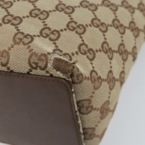 GUCCI GG Canvas Tote Bag Beige Silver 31244 Auth LNZ092