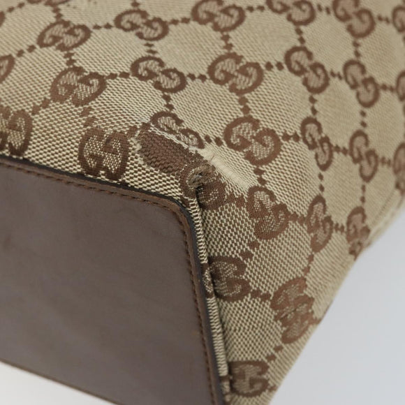 GUCCI GG Canvas Tote Bag Beige Silver 31244 Auth LNZ092