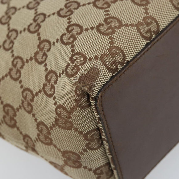 GUCCI GG Canvas Tote Bag Beige Silver 31244 Auth LNZ092
