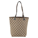 GUCCI GG Canvas Tote Bag Beige Silver 31244 Auth LNZ092-3