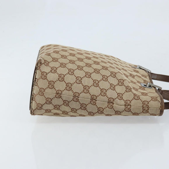 GUCCI GG Canvas Tote Bag Beige Silver 31244 Auth LNZ092