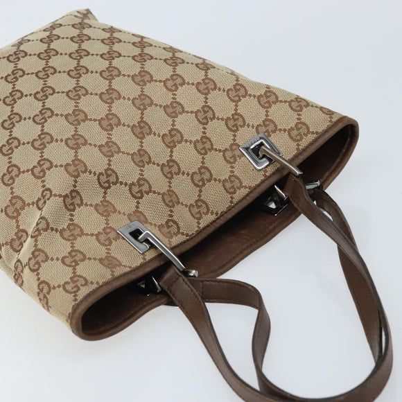 GUCCI GG Canvas Tote Bag Beige Silver 31244 Auth LNZ092