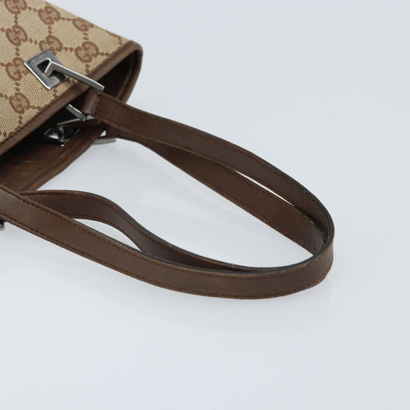 GUCCI GG Canvas Tote Bag Beige Silver 31244 Auth LNZ092