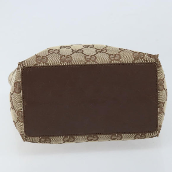 GUCCI GG Canvas Tote Bag Beige Silver 31244 Auth LNZ092