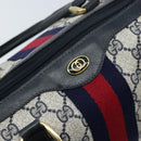 GUCCI GG Supreme Sherry Line Boston Bag PVC Navy Gold 012 3842 33 39 Auth LNZ094-17