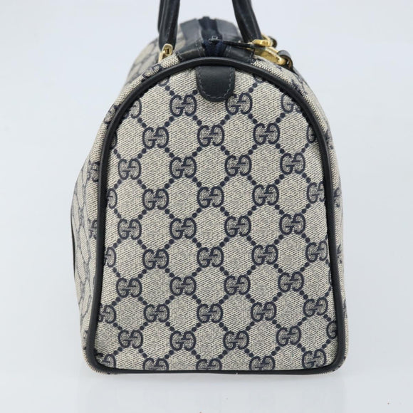 GUCCI GG Supreme Sherry Line Boston Bag PVC Navy Gold 012 3842 33 39 Auth LNZ094