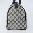 GUCCI GG Supreme Sherry Line Boston Bag PVC Navy Gold 012 3842 33 39 Auth LNZ094-4