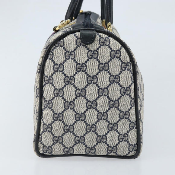 GUCCI GG Supreme Sherry Line Boston Bag PVC Navy Gold 012 3842 33 39 Auth LNZ094
