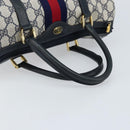 GUCCI GG Supreme Sherry Line Boston Bag PVC Navy Gold 012 3842 33 39 Auth LNZ094-7