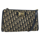 Christian Dior Trotter Canvas Shoulder Bag Navy Gold Auth LNZ096-1