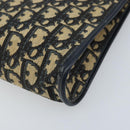 Christian Dior Trotter Canvas Shoulder Bag Navy Gold Auth LNZ096-9