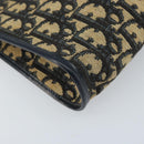 Christian Dior Trotter Canvas Shoulder Bag Navy Gold Auth LNZ096-14