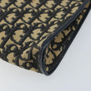 Christian Dior Trotter Canvas Shoulder Bag Navy Gold Auth LNZ096-15