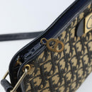 Christian Dior Trotter Canvas Shoulder Bag Navy Gold Auth LNZ096-10