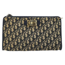Christian Dior Trotter Canvas Shoulder Bag Navy Gold Auth LNZ096-13