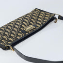 Christian Dior Trotter Canvas Shoulder Bag Navy Gold Auth LNZ096-6