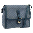 CELINE Macadam Canvas Shoulder Bag PVC Navy Gold Auth LNZ098-1
