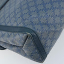 CELINE Macadam Canvas Shoulder Bag PVC Navy Gold Auth LNZ098-13