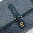 CELINE Macadam Canvas Shoulder Bag PVC Navy Gold Auth LNZ098-14
