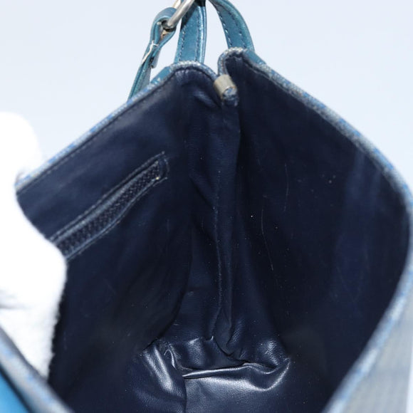 CELINE Macadam Canvas Shoulder Bag PVC Navy Gold Auth LNZ098