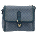 CELINE Macadam Canvas Shoulder Bag PVC Navy Gold Auth LNZ098-2