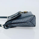CELINE Macadam Canvas Shoulder Bag PVC Navy Gold Auth LNZ098-5