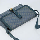CELINE Macadam Canvas Shoulder Bag PVC Navy Gold Auth LNZ098-6