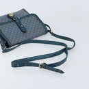 CELINE Macadam Canvas Shoulder Bag PVC Navy Gold Auth LNZ098-7