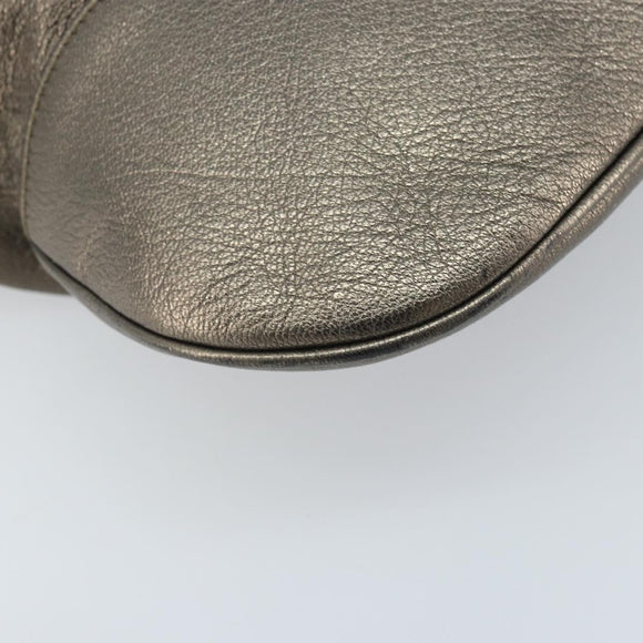 Salvatore Ferragamo Gancini Hand Bag Leather Gold Auth LNZ099