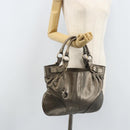 Salvatore Ferragamo Gancini Hand Bag Leather Gold Auth LNZ099-22