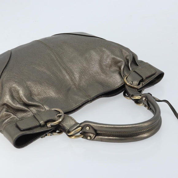 Salvatore Ferragamo Gancini Hand Bag Leather Gold Auth LNZ099