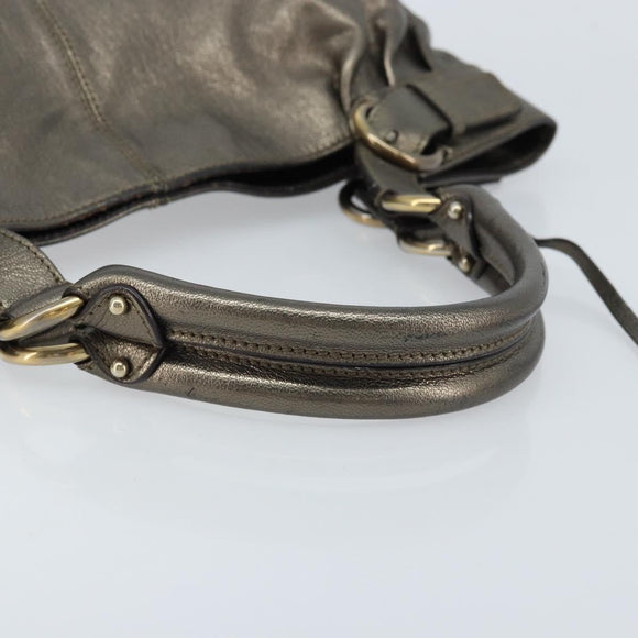 Salvatore Ferragamo Gancini Hand Bag Leather Gold Auth LNZ099
