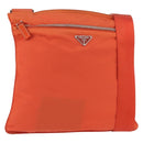 PRADA Shoulder Bag Nylon Orange Silver Auth LNZ1001-1