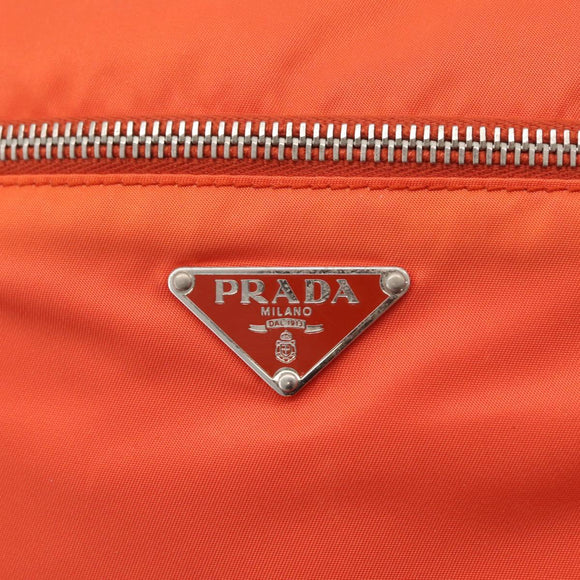 PRADA Shoulder Bag Nylon Orange Silver Auth LNZ1001