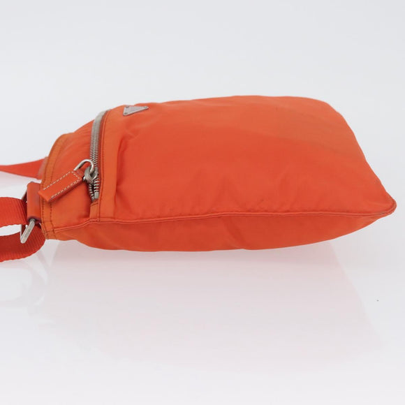 PRADA Shoulder Bag Nylon Orange Silver Auth LNZ1001