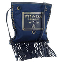 PRADA Umhängetasche Nylon Marine Gold Auth LNZ1002A-1